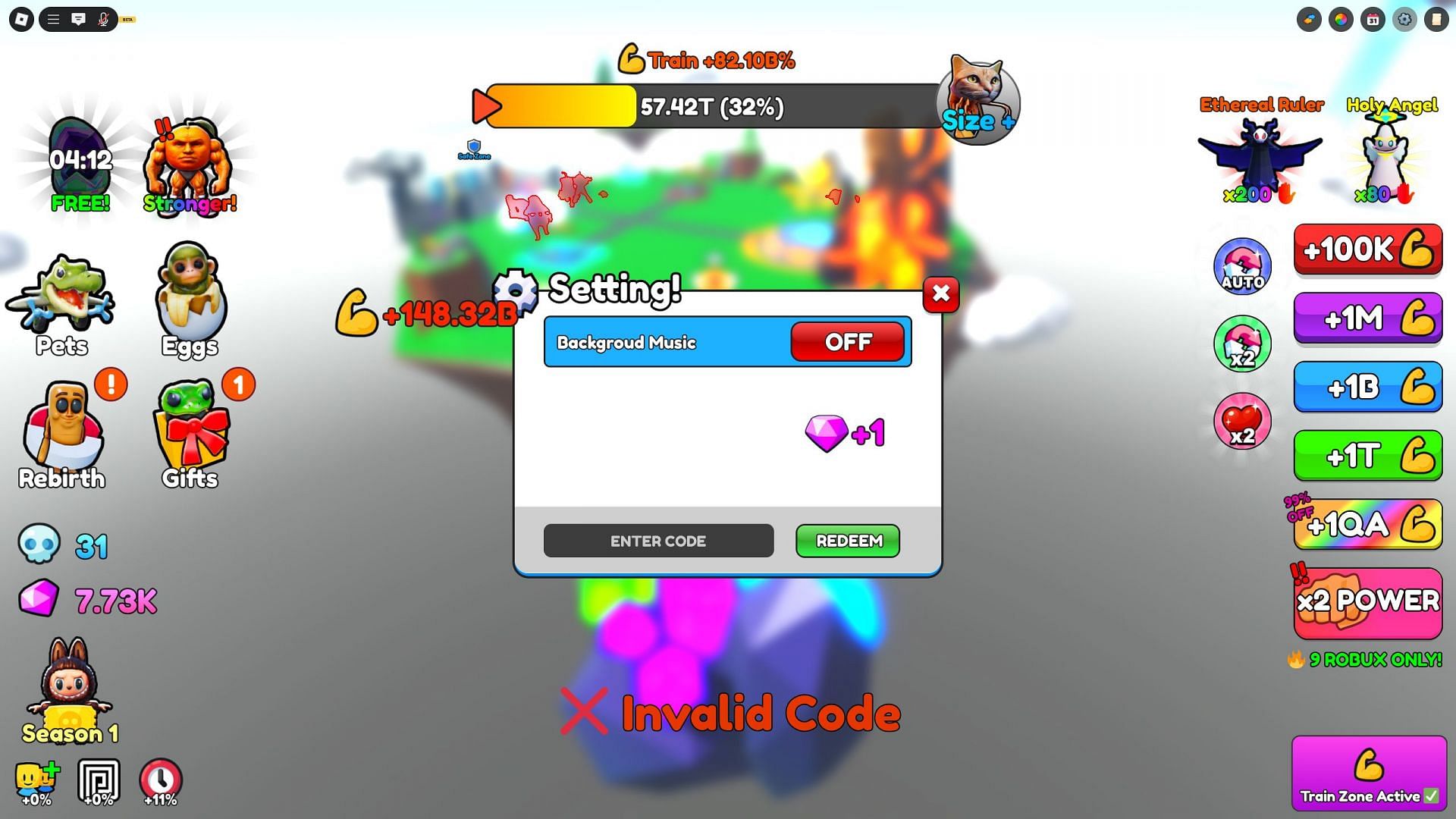 Troubleshoot codes in Brainrot Fighting (Image via Roblox)